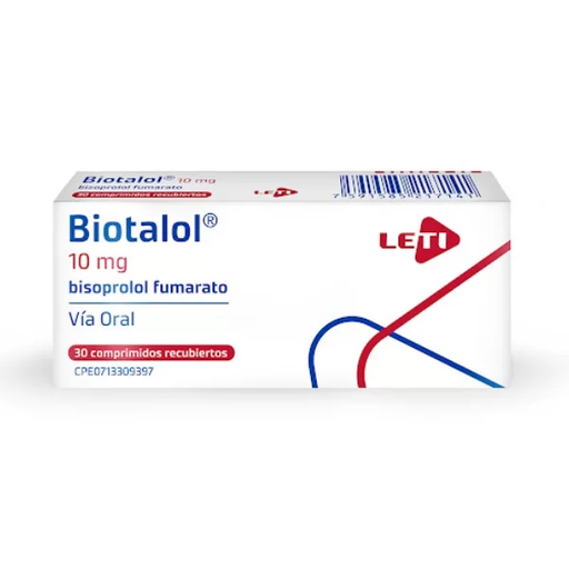 [7591585217141] BIOTALOL (BISOPROLOL FUMARATO) 10MG X 30 COMPRIMIDOS RECUBIERTOS (LETI)