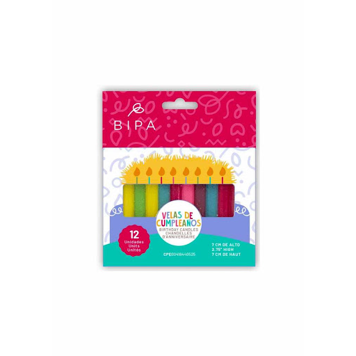 [7596246001466] BIPA VELAS DE CUMPLEAÑOS 7CM MIXTOS