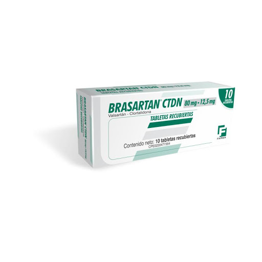 [7591821210615] BRASARTAN CTDN (VALSARTAN - CLORTALIDONA) 80MG - 12.5MG X 10 TABLETAS RECUBIERTAS (FARMA)