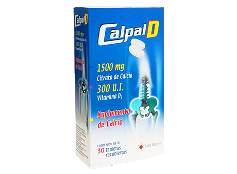 [7591243807554] CALPAL D (CALCIO - VITAMINA D3) 1500MG/300UI X 30 TABLETAS RECUBIERTAS (BIOTECH)