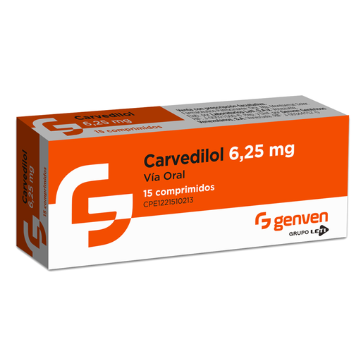 [7591585475633] CARVEDILOL  6.25MG X 15 TABLETAS (GENVEN)