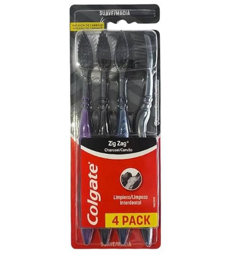[7509546080864] CEPILLO DENTAL ZIGZAG CARNBONO MEDIO 4 UNIDADES (COLGATE-PALMOLIVE)