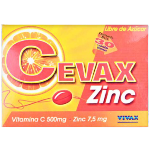 [7592432900193] CEVAX ZINC (VITAMINA C – ZINC) 500MG-7.5MG X 30 CAPSULAS BLANDAS (VIVAX)