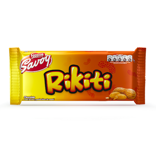 [7591016854143] CHOCOLATE C/LECHE Y MANÍ 130GR (RIKITI)