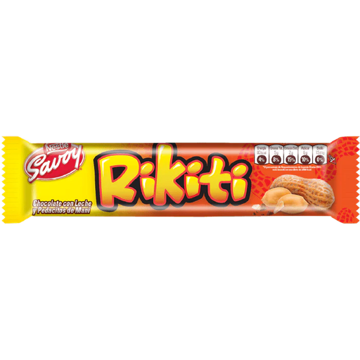 [7591016854686] CHOCOLATE C/LECHE Y MANÍ 30G 30GR (RIKITI)