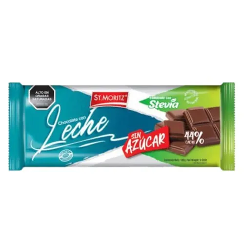[7591720033643] CHOCOLATE CON LECHE Y STEVIA X 100GR (ST MORITZ)
