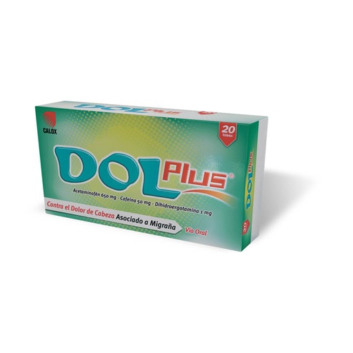 [7591519005141] DOL PLUS (ACETAMINOFEN - CAFEINA - DIHIDROERGOTAMINA) 650MG-50MG-1MG X 20 CAPSULAS (CALOX)