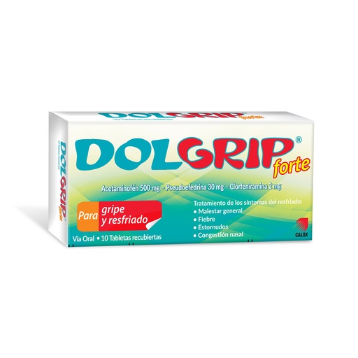 [7591519237016] DOLGRIP FORTE (ACETAMINOFEN - PSEUDOEFEDRINA - CLORFENIRAMINA) 500MG-30MG-2MG X 10 TABLETAS (CALOX)