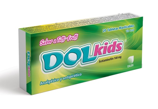 [7591519003574] DOLKIDS (ACETAMINOFEN) 160MG X 20TABLETAS MASTICABLES (CALOX)