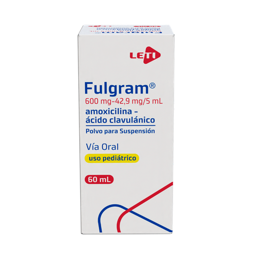 [7591585113139] FULGRAM POLVO PARA SUSPENSION PEDIATRICO (AMOXICILINA - ACIDO CLAVULANICO) 600MG-42.9-5ML X 60ML (LETI)