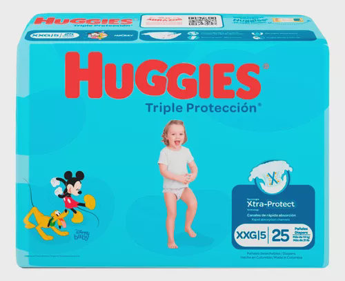 [7702425113213] PAÑAL PARA BEBE TRIPLE PROTECCION TALLA XXG X 25 UNIDADES (HUGGIES)