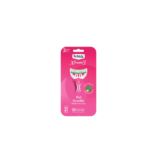 [7502214734762] MAQUINA DE AFEITAR XTREME 3 SENSIBLE MUJER CON ALOE X 2 UNIDADES (SCHICK)