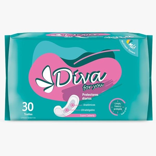 [6976336580322] PROTECTORES DIARIOS SUAVE CUBIERTA X 30 UNIDADES (DIVA)
