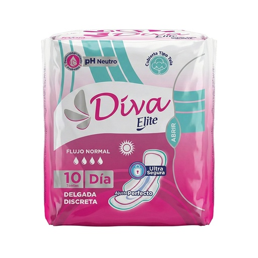[6976336580285] TOALLAS SANITARIAS DELGADA DISCRETA DIA ELITE X 10 UNIDADES (DIVA)
