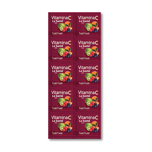 [7592454003629] VITAMINA C TIRA SABOR A TUTTI FRUTTI  500MG X 10 TABLETAS MASTICABLES (LA SANTE)
