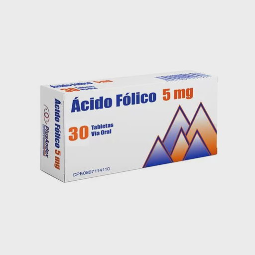 [7594001101314] ÁCIDO FÓLICO  5MG X 30 TABLETAS (PLUSANDEX)