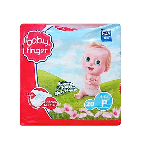 [7597597002195] PAÑAL PARA BEBE TALLA S  X 20 UNIDADES (BABY FINGER)