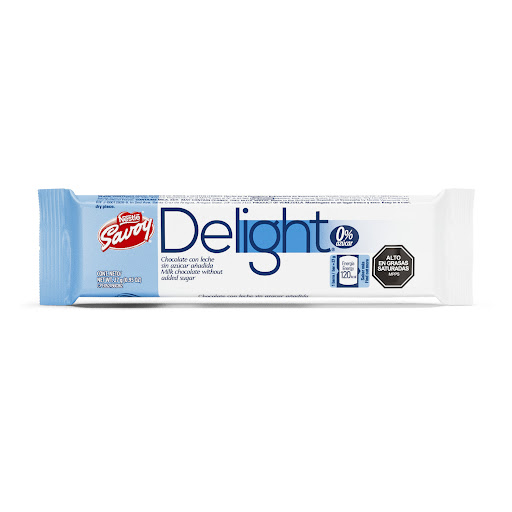 [7591016855591] CHOCOLATE C/LECHE SIN AZUCAR DELIGHT 27GR (SAVOY)