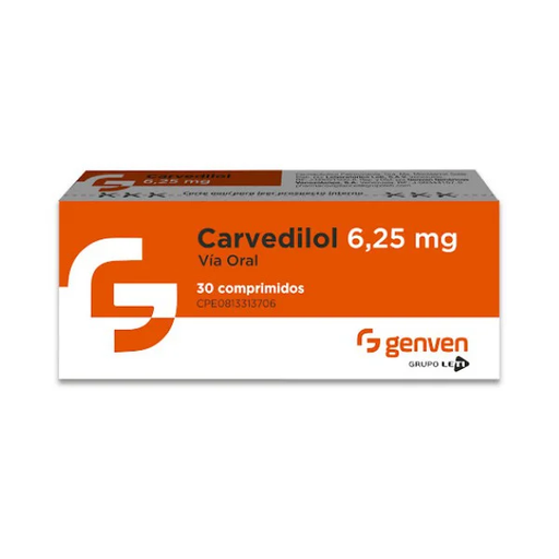[7591585375636] CARVEDILOL  6.25MG X 30 COMPRIMIDOS (LETI)