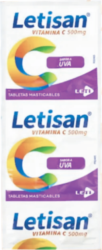 [7591585514851] LETISAN UVA (VITAMINA C) 500MG X 10 TABLETAS MASTICABLES (LETI)