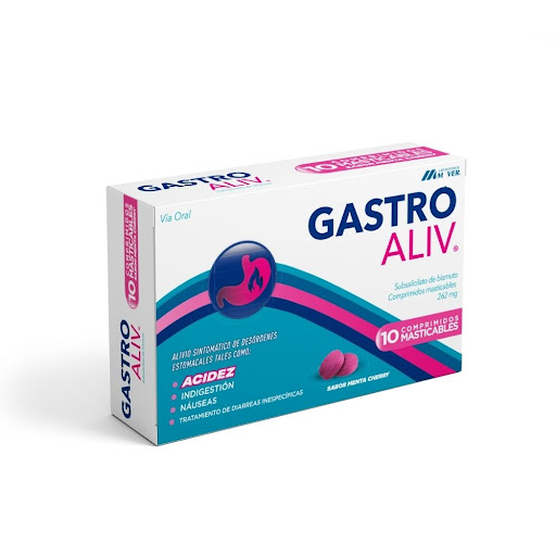 [7800004004874] GASTRO ALIV (SUBSALISILATO DE BISMUTO) X10 COMPRIMIDOS(MAVER)